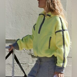 Free people Mountain High Half Zip Fleece sour citrus yellow